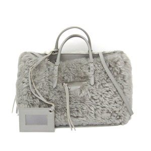BALENCIAGA Gray Leather Shoulder Bag